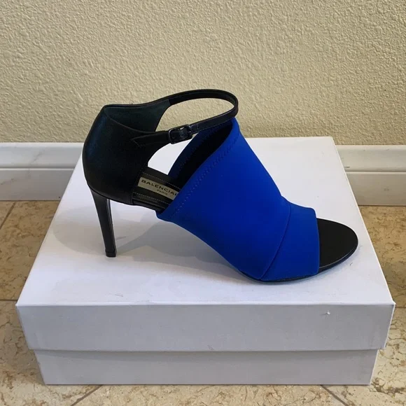 Balenciaga Electric Blue Nylon & Black Leather Heel - Picture 3 of 6